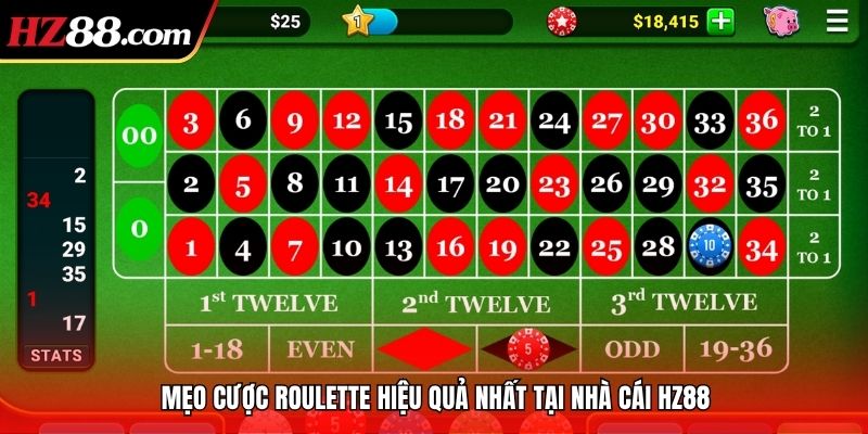 Mẹo cược Roulette hiệu quả nhất tại nhà cái 88VBET